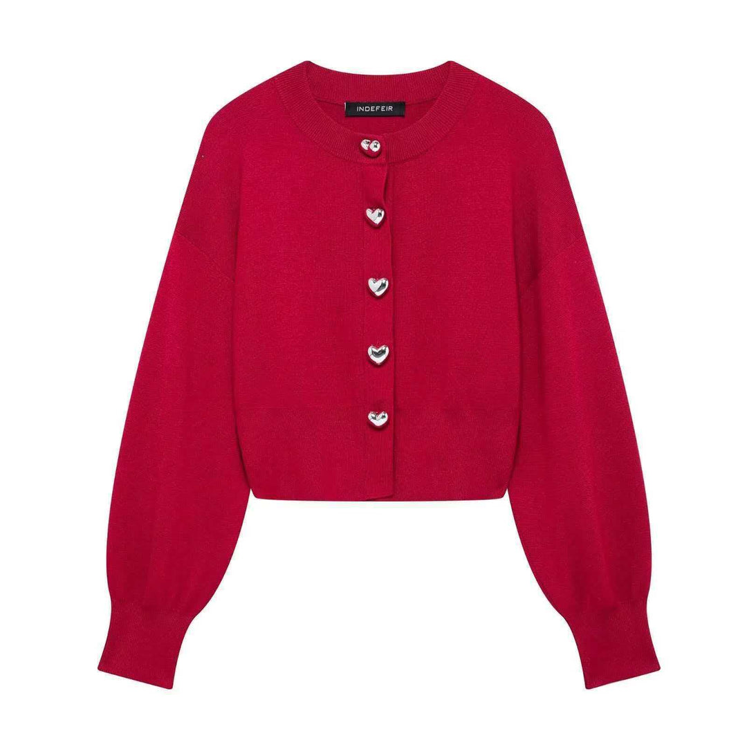 Kvinders stilfulde cardigan med hjerteformede knapper Stilla