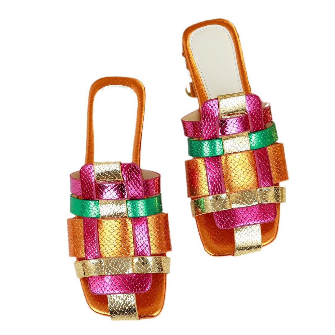 Damer nan moderne Rem-Sandal med flettet multilags-design og slangeprægning Skovae