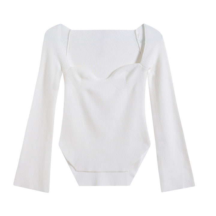 Dame Elegant Off-Shoulder-Strikbluse med vidt ærme Stilla