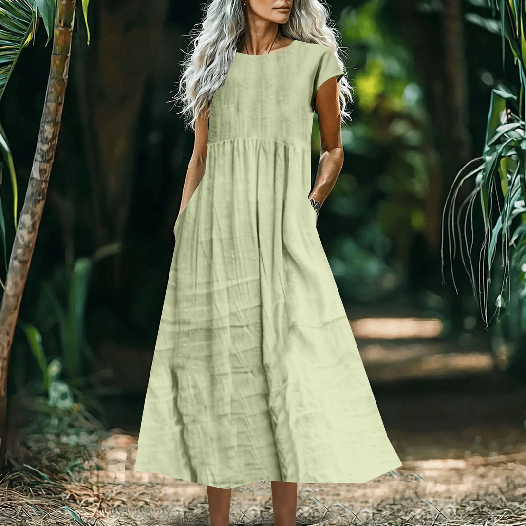 Dame Casual Maxi Kjole med Lomme-Detail Stilla
