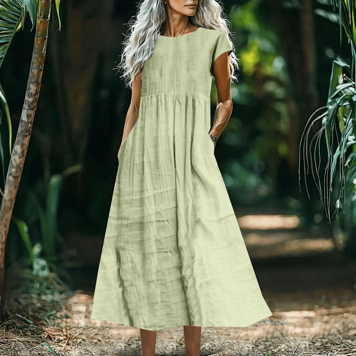 Dame Casual Maxi Kjole med Lomme-Detail Stilla