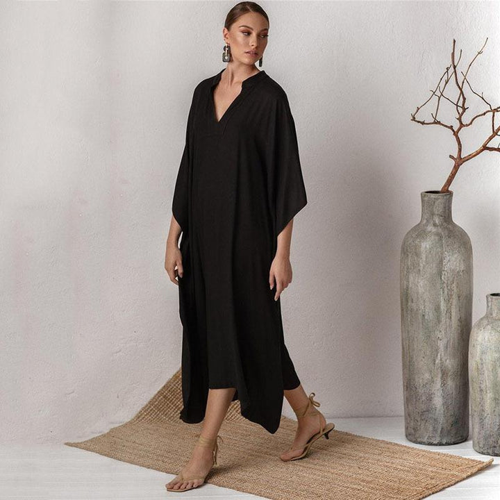 Dame Elegant skåret kaftan i blødt stof Stilla