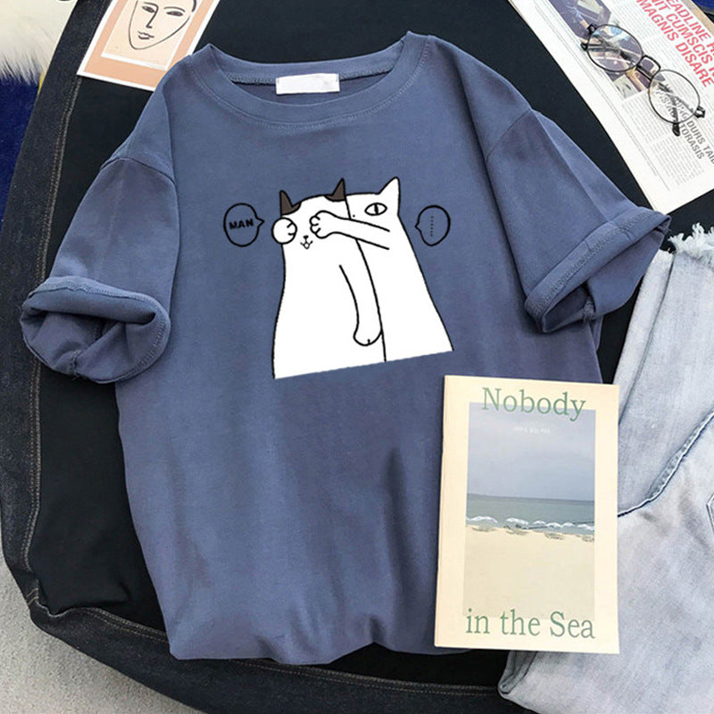 Femme Legesyg Grafik Kat T-Shirt Stilla