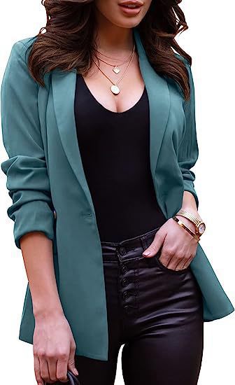 Dame Elegant Blazer med afslappet snit og smalle revers Stilla