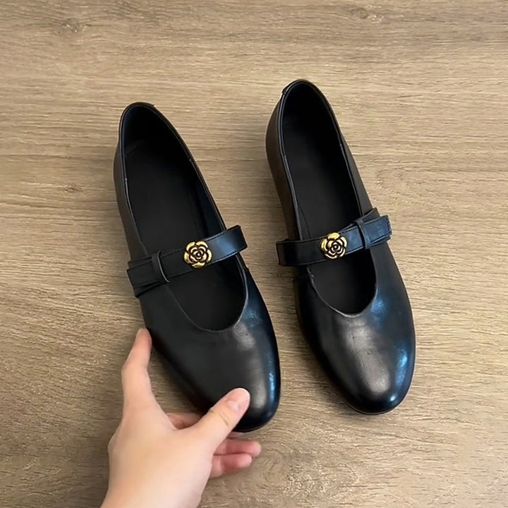 Dame Chic Mary Jane Ballerinas med dekorativ rem Stilla
