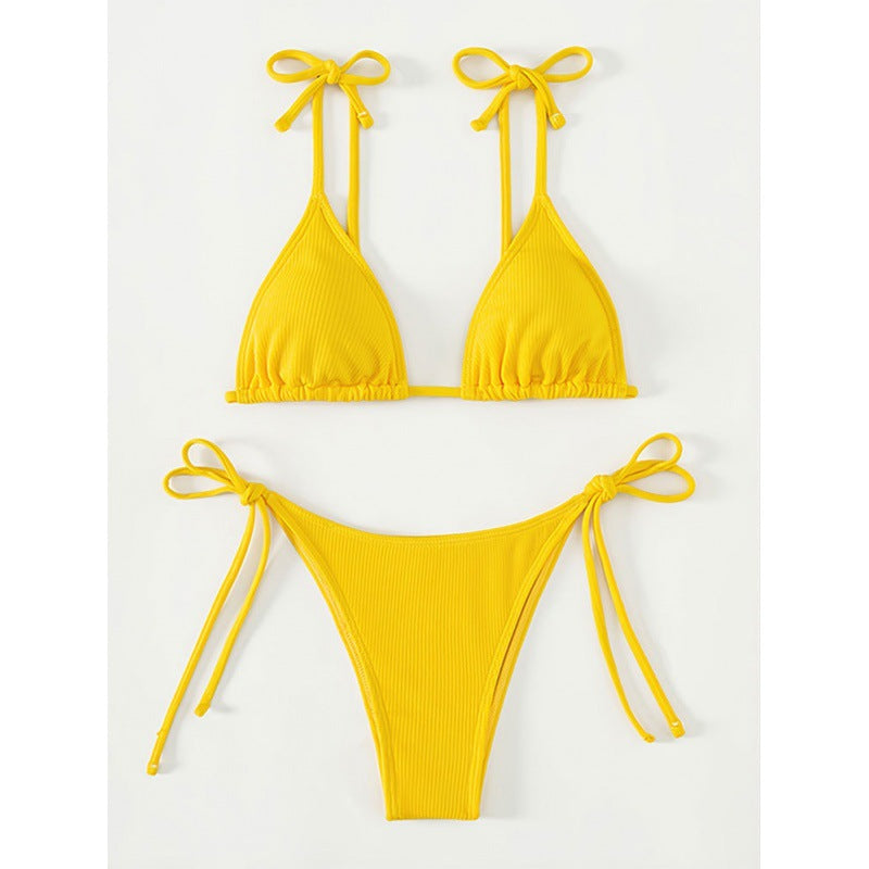 Dame Triangel-Bikini-sæt med justerbare stropper og munter design Stilla