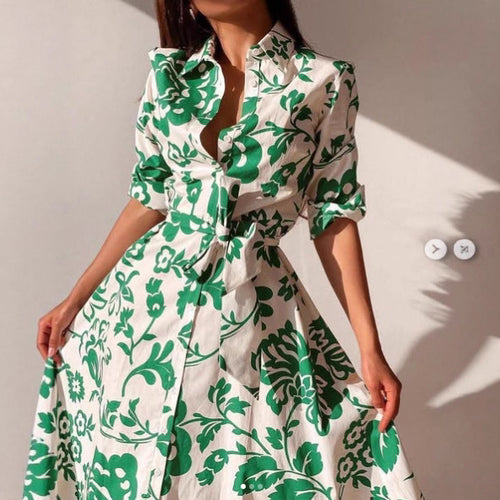Dame skjortekjole med blomsterprint Stilla