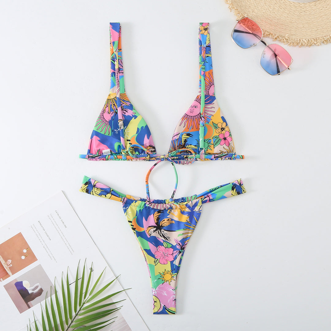 Femme Vibrant Floral Print Bikini Sæt Stilla