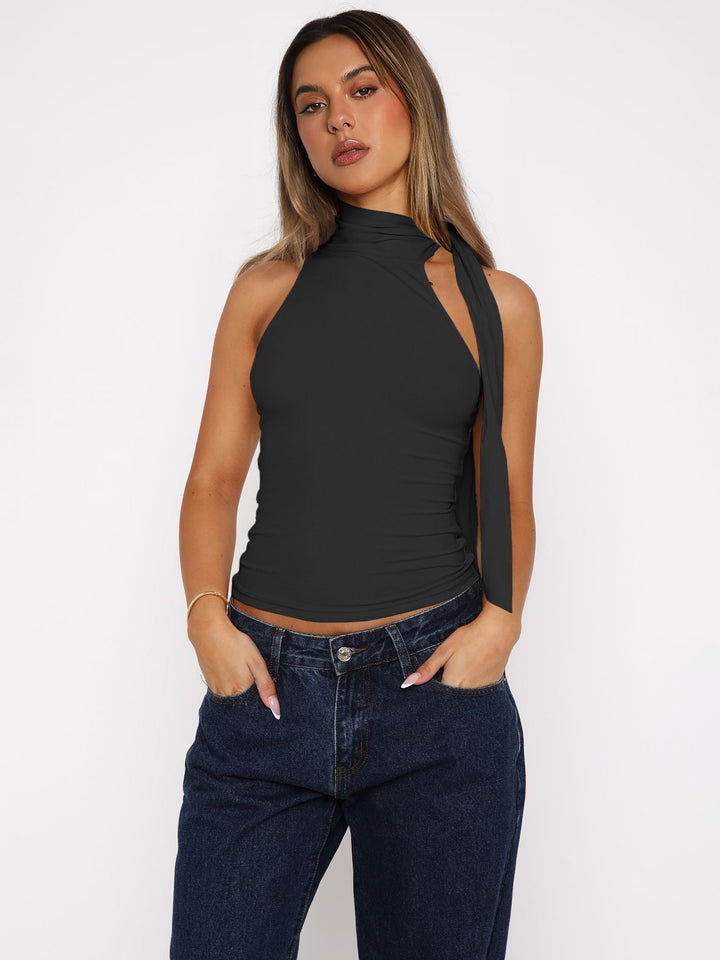 Dame Top med asymmetrisk snit Stilla