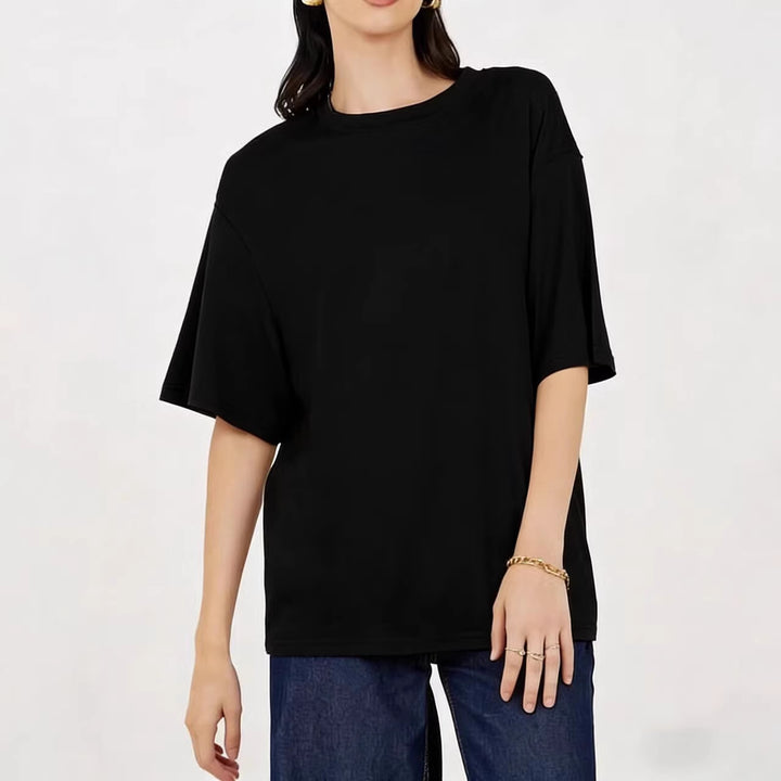 Dame størrelses shirt med afslappet snit og kort ærme Skovae