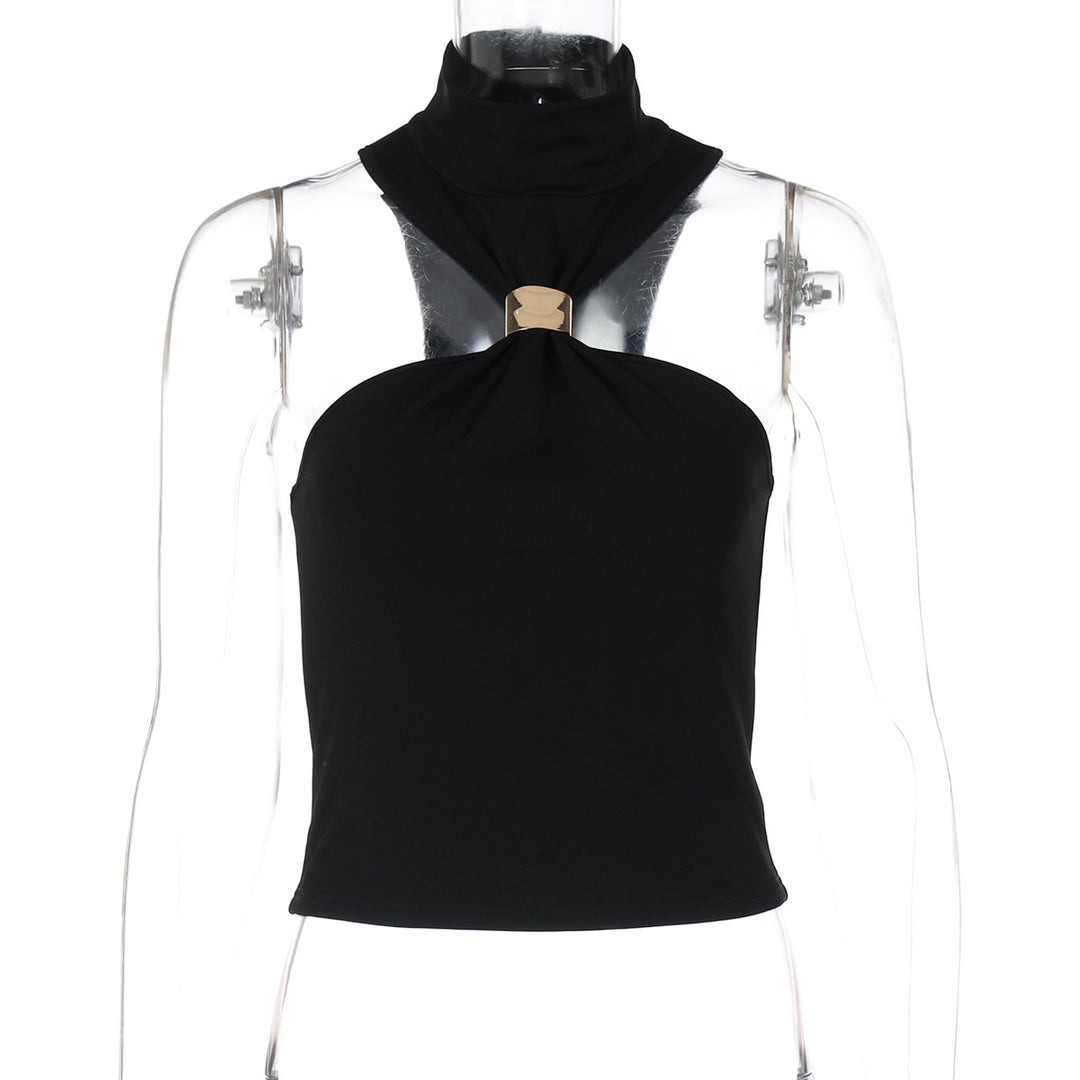 Dame off-shoulder top med ståkrave og moderne lukning Stilla