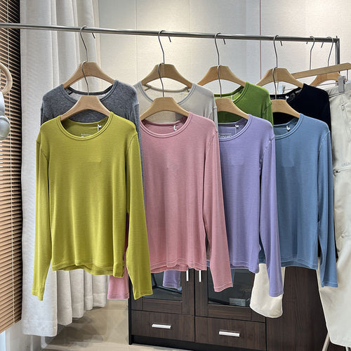 Dame langærmet skjorte lavet af blød jersey med ergonomisk snit Stilla