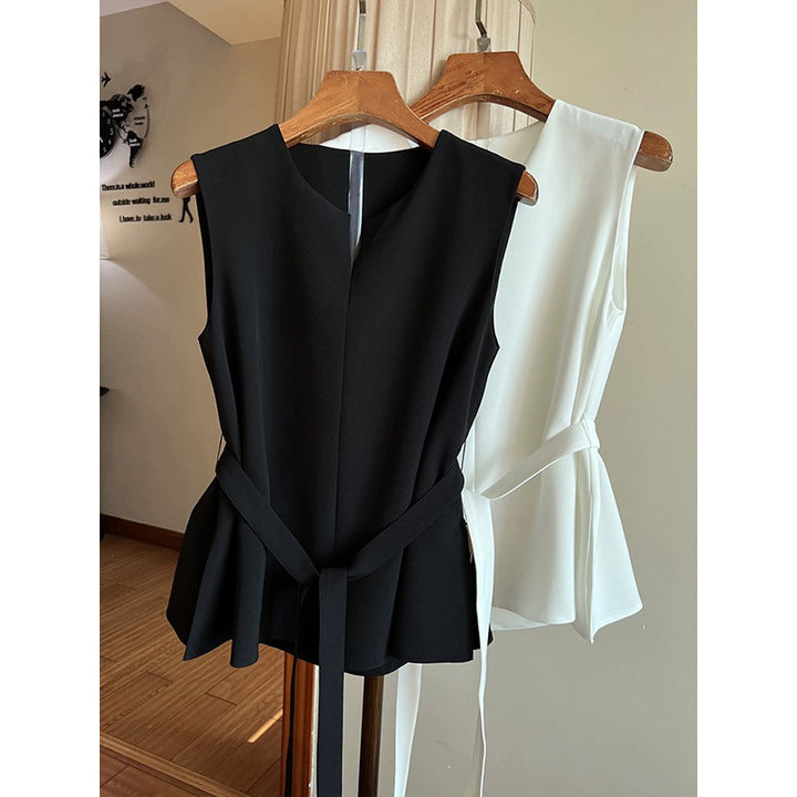 Dame festlig bluse med peplum-snit og taljerbar bælte Stilla