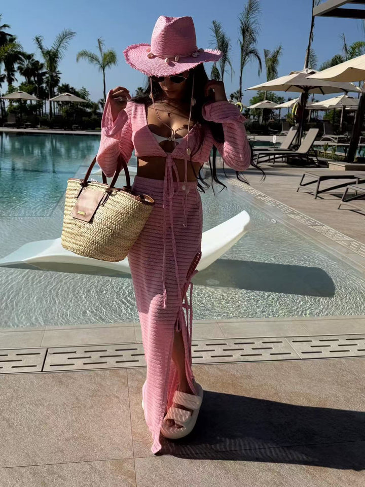 Damer betagende strandklædelige outfit med cropped top og maxiskørt Skovae