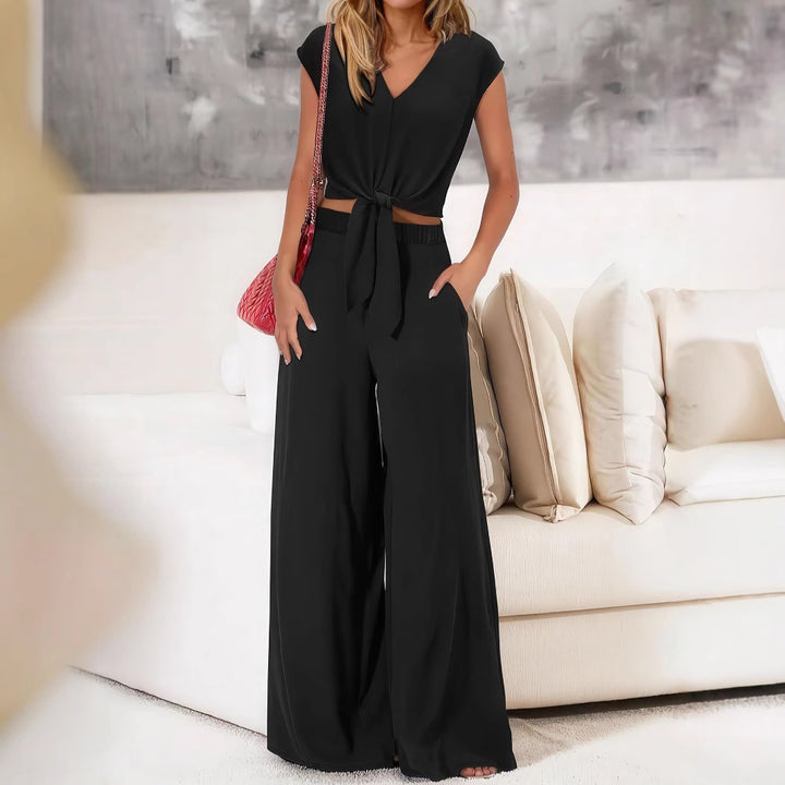 Dame jumpsuit med høj talje og kort top Stilla