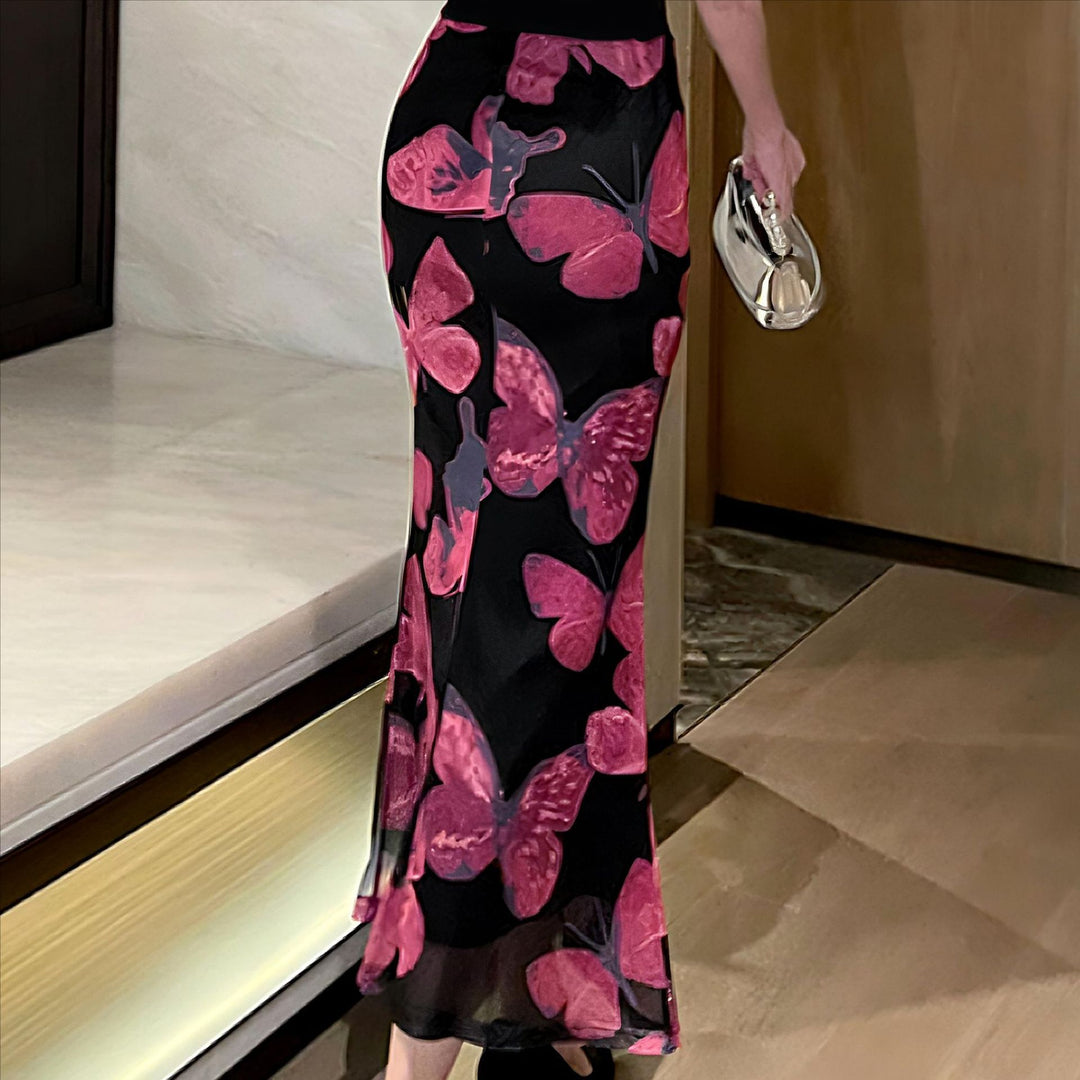 Elegant Maxi-Skirt med sommerfugleprint til damer Stilla