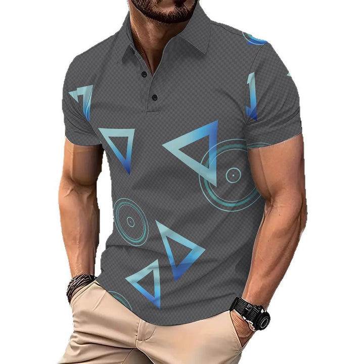 Herrer Poloshirt med moderne geometrisk tryk og åndbare egenskaber Stilla