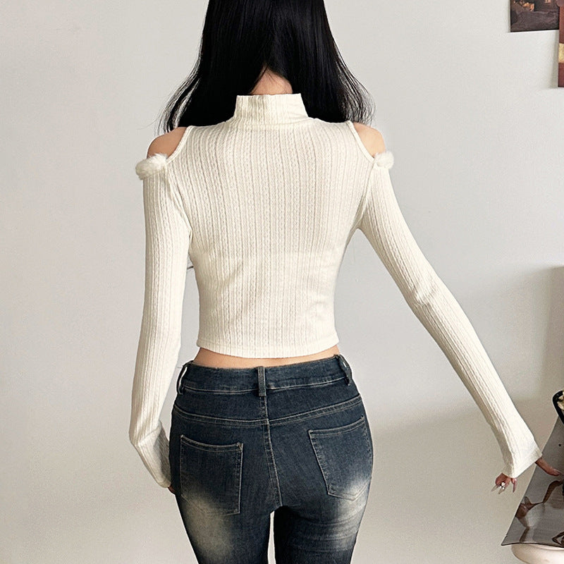 Dame Langærmet top med asymmetrisk design og fashions cut-outs Stilla