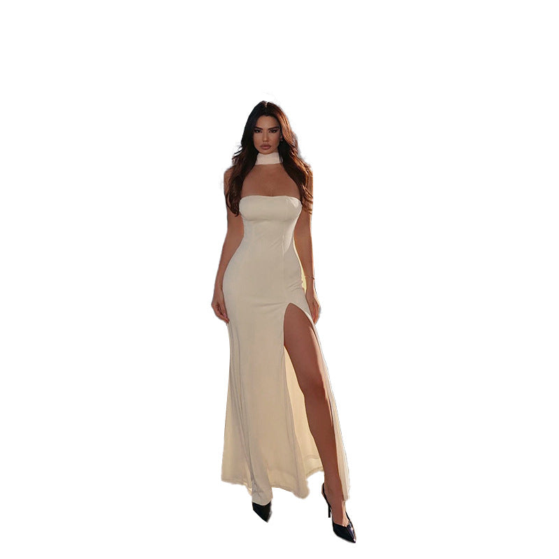 Dame Strapless Side-Slit Maxi Kjole Stilla