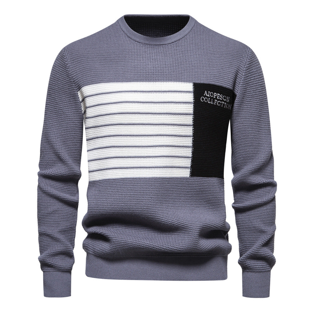 Herrer strikpullover med moderne stribemønster og unik tekstur Stilla