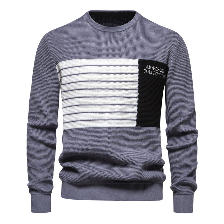 Herrer strikpullover med moderne stribemønster og unik tekstur Stilla