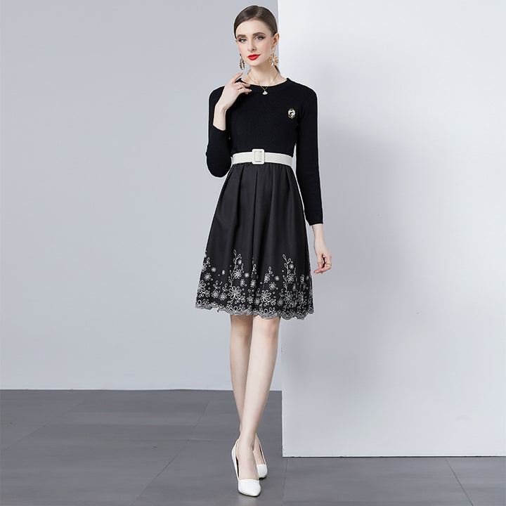 Dame Elegant Blomster Fit og Flare Kjole Stilla