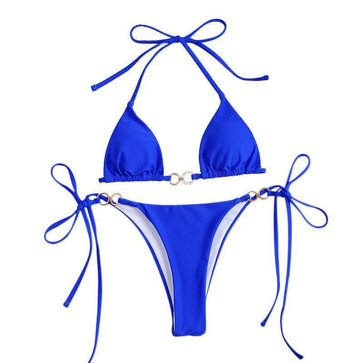 Dame triangel-bikini med gyldne ringdetaljer Skovae