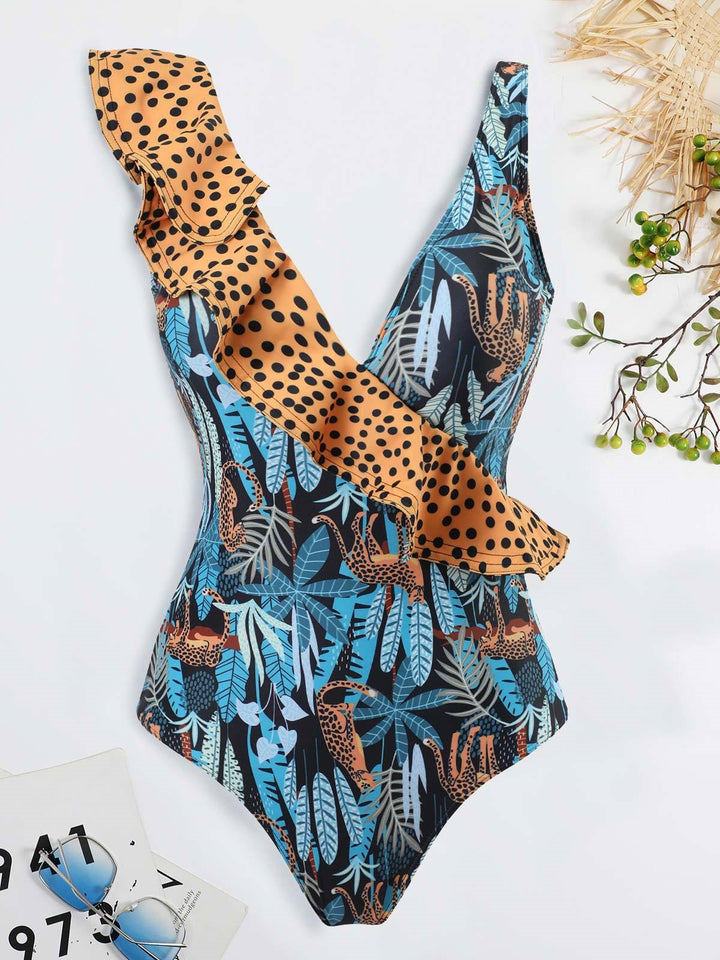 Damer elegant one-piece badedragt med flæsedetaljer og matchende omslagsskørt Stilla