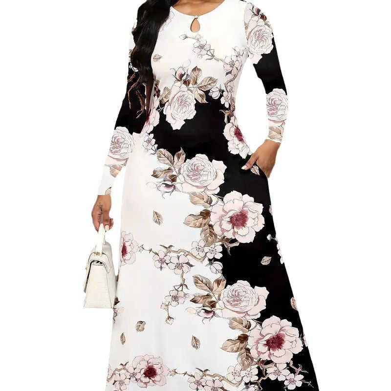 Dame Elegant Maxikjole med blomstermotiv og lommer Stilla