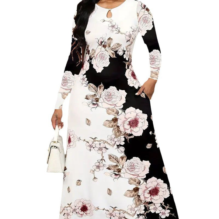 Dame Elegant Maxikjole med blomstermotiv og lommer Stilla