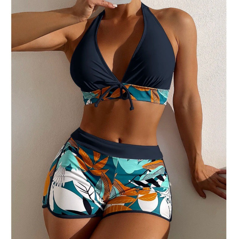 Dame Højhalset Bikini med legesygt Blomsterprint Skovae