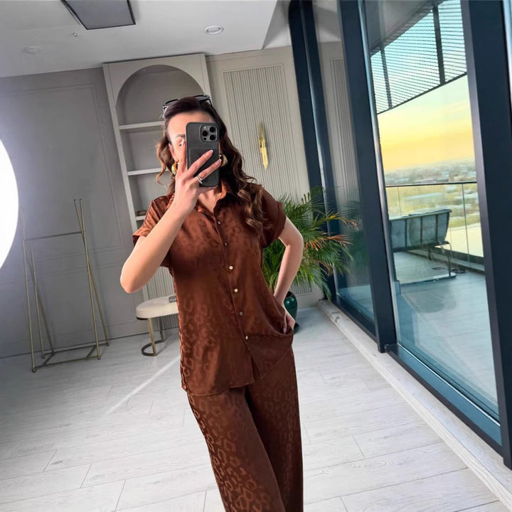 Dame Chic Crop Shirt og løstsiddende bukser sæt Stilla