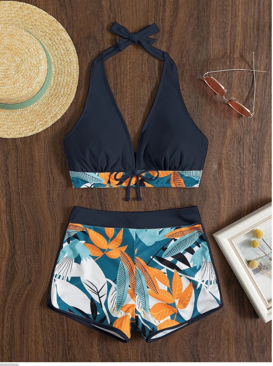 Dame bikini sæt med floralt design og justerbar top Stilla