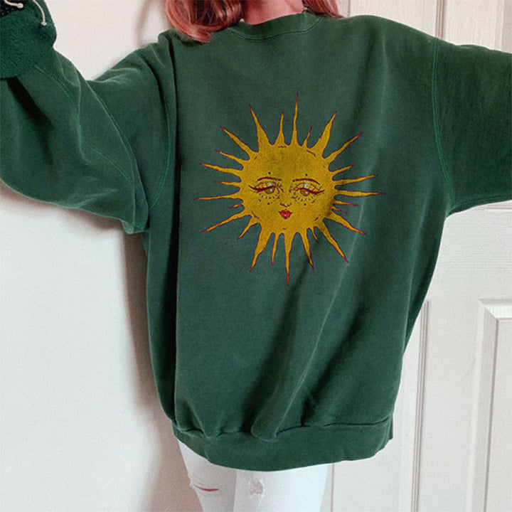 Dame Oversized Sweatshirt med unikt solmotiv Stilla