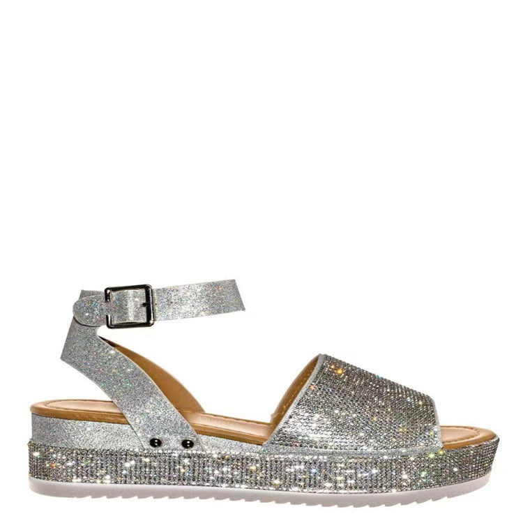 Dame Glamourøse Sandaler med Strass-detalje og komfortabel blokhæl Stilla
