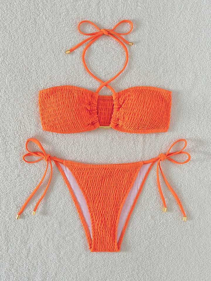 Dame Bandeau-Bikini med justerbare stropper og rynker Stilla