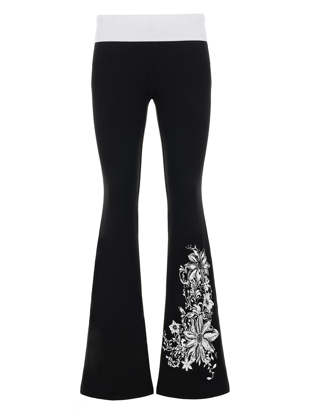Dame Flared-Leggings med blomstertryk og høj talje Skovae