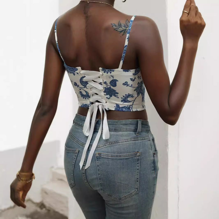 Dame blomster mønster cropped top Skovae