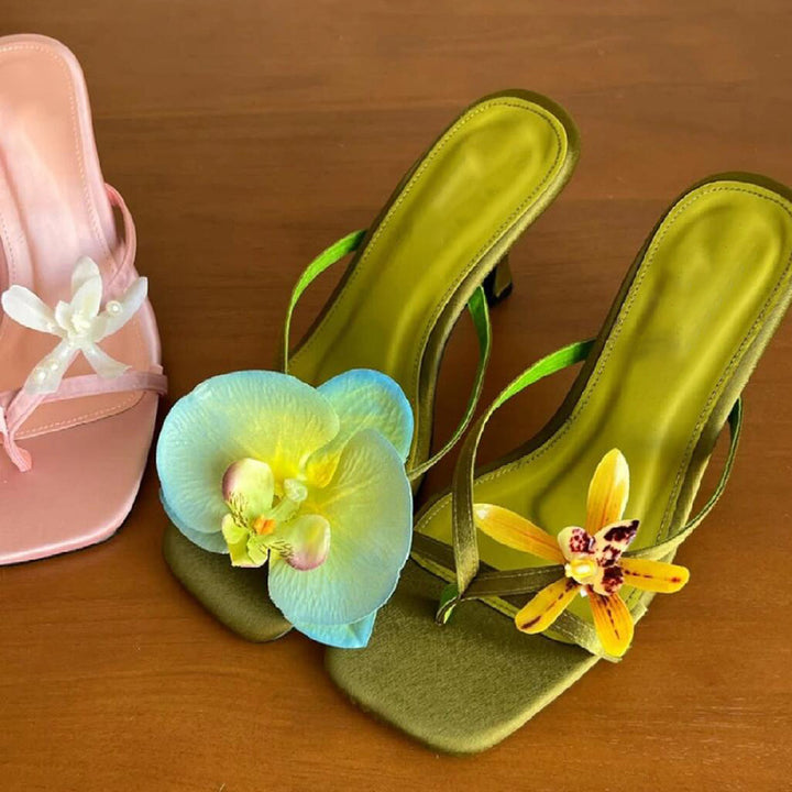 Dame Floral Dekoreret Slingback Hæle Stilla