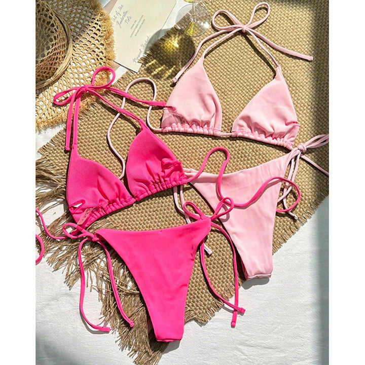 Damer Triangel-Bikini med fashionable bindebånd Skovae
