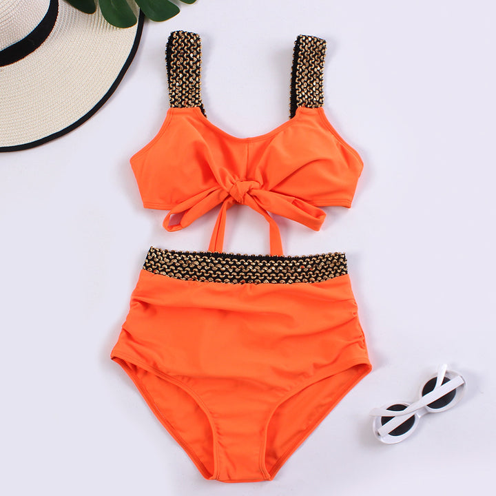 Dame Højskåret Bikini med legende knude-design og glamourøse accenter Stilla