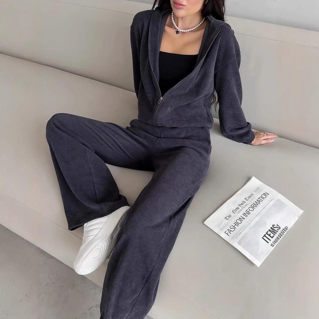 Kvinders cropped sweatshirt med lynlås og elastisk talje
