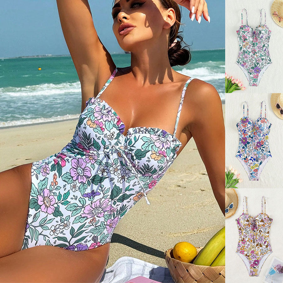 Dame One-Piece Badedragt med blomstermotiv og justerbare stropper Stilla