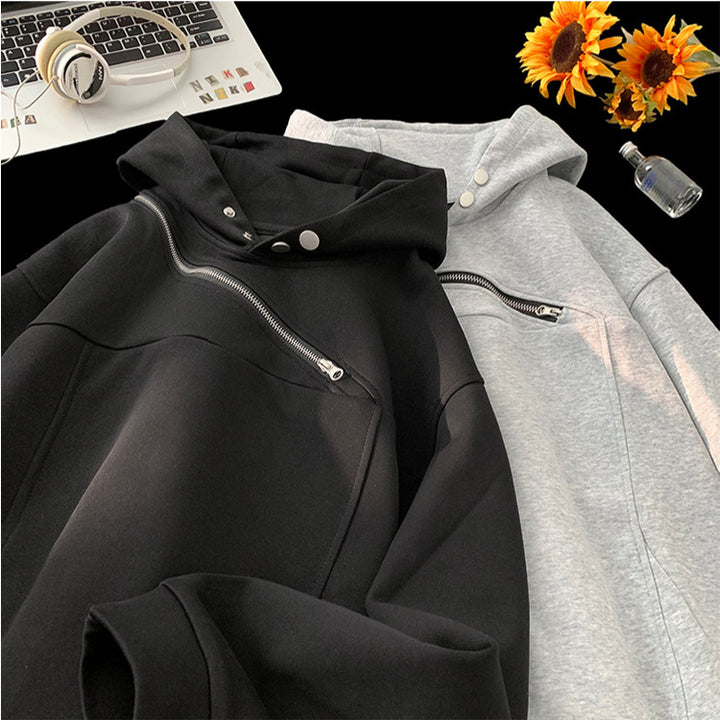Herrer mode hoodie med innovativ lynlås og afslappet skæring Stilla