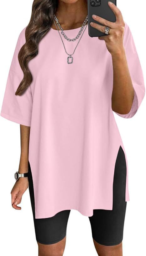 Dame Oversized T-shirt med sideslids Stilla