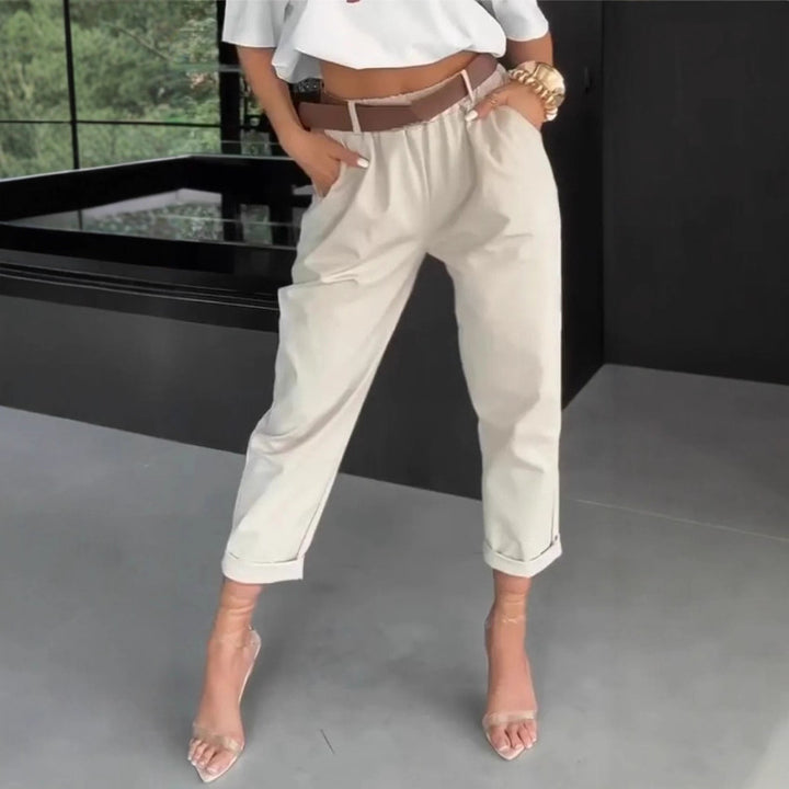 Kvinder moderne chino bukser med elastisk talje og bred ben Stilla