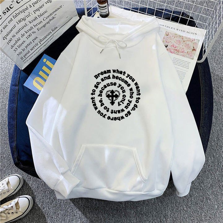 Dame hoodie med inspirerende motiv Skovae