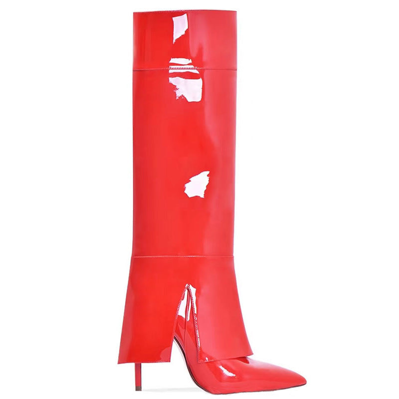 Femme Over-knæet Glinsende Stiletto Støvler Stilla 1749742256