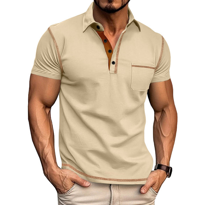 Herrer Poloshirt med struktur og moderne krave Stilla