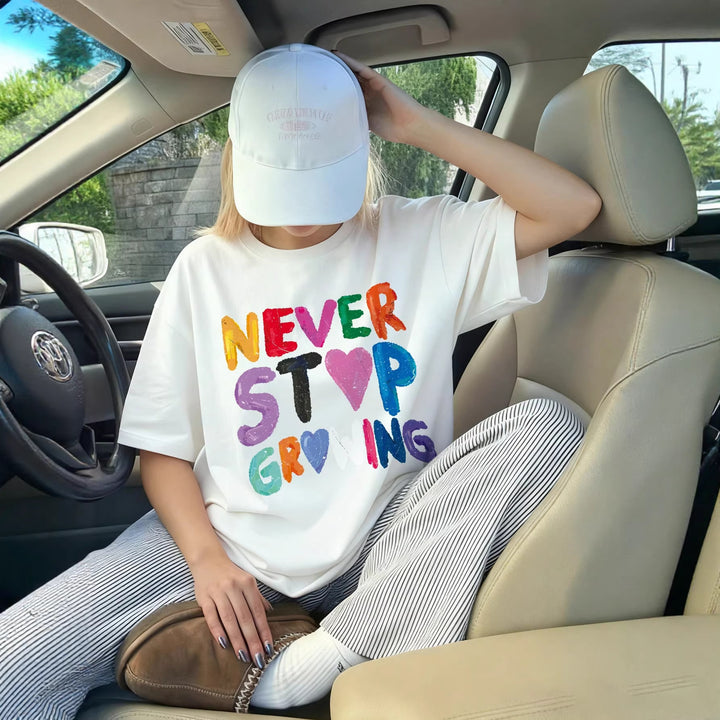 Dame T-shirt med kreativt motiverende tekst Skovae